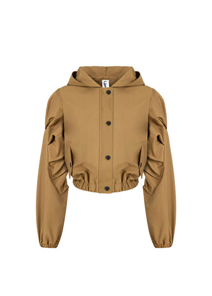 Agnes Camel Kapüşonlu Kadın Bomber Ceket