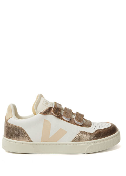 Small V-90 Beyaz Gold Çocuk Deri Sneaker