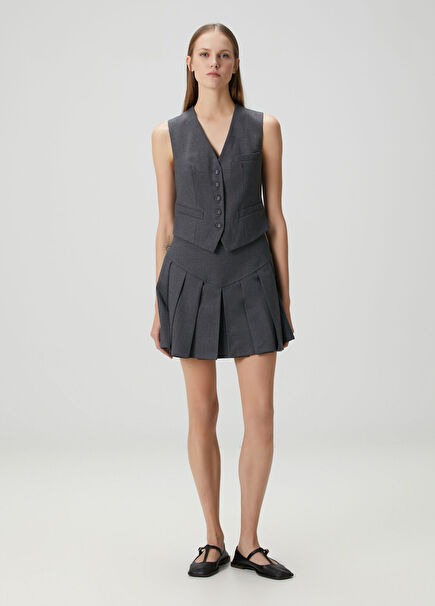 Alys Gri Mini Yün Etek