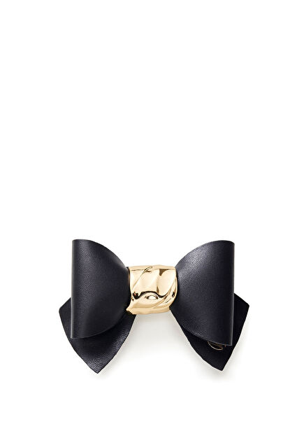 Monaco Bow Siyah Deri Kadın Saç Aksesuarı