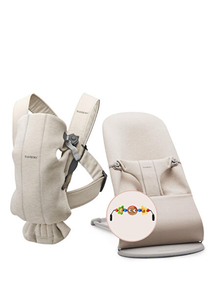 Bliss 0-13 kg Baby Carrier and Mini 3D Jersey Light Beige Kangaroo Set of 2 with Pastel Toys