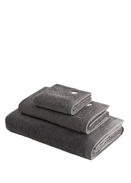 Pure Cotton Anthracite Butterfly Border Embroidered Organic Cotton 3-Piece Towel Set