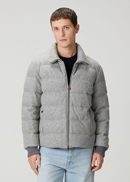 Açık Gri Kaşmir Mont