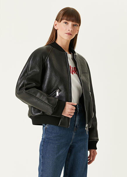 Siyah Logolu Bomber Ceket