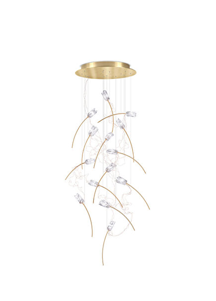 Tulip Transparent Gold 14 Pcs Pendant Chandelier