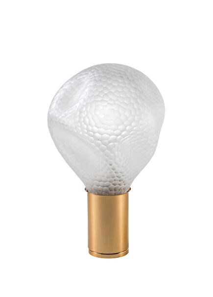 Shoku Cut Honeycomb Patterned Glass Brass Table Lamp 16.5 cm