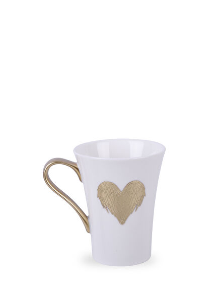 Kalp Beyaz Porselen Kupa