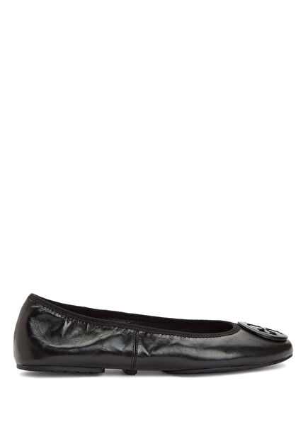 Reva Black Leather Ballet Flats
