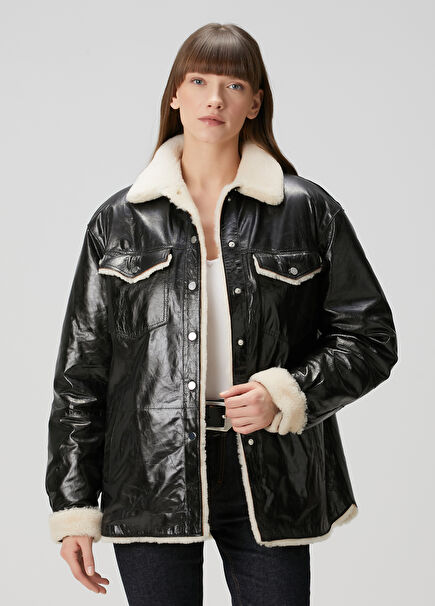 Klum Siyah Shearling Deri Ceket