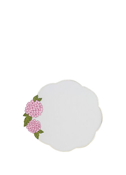 Pink Hydrangea Patterned Linen 4-Piece Coaster Set