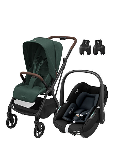 Leona2-Pebble S Green Black 0-22 kg Çift Yönlü Seyahat Sistem Bebek Arabası