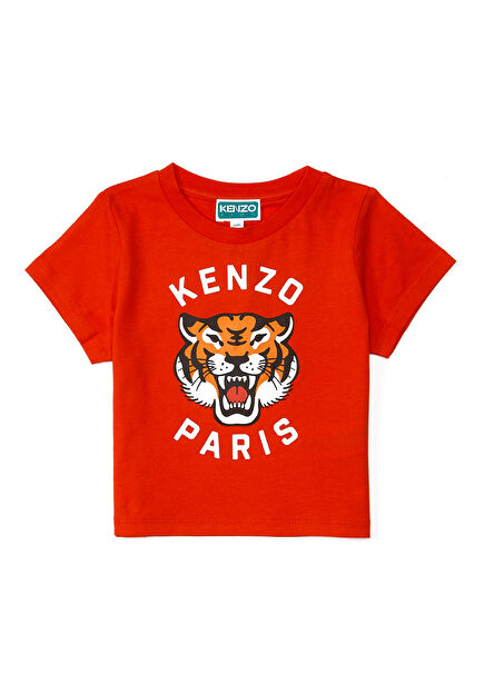 Kırmızı Kaplan Baskılı Kız Çocuk T-shirt