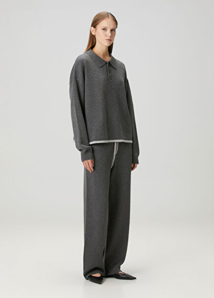 Koyu Gri Yün Pantolon