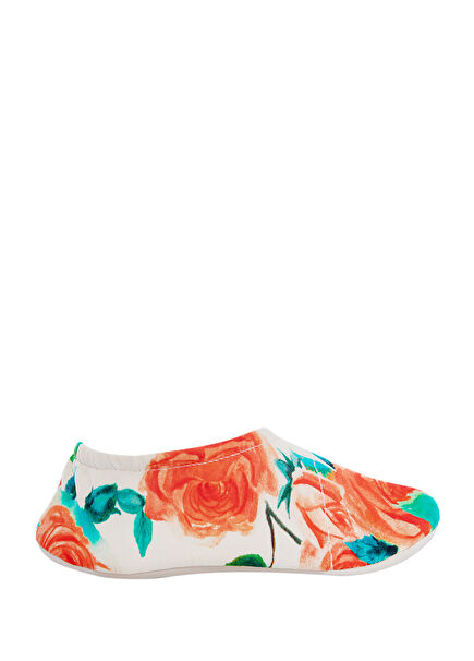 Turuncu Çiçek Desenli Kız Çocuk Deniz Ayakkabısı