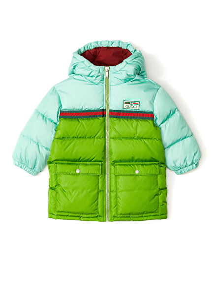 Yeşil Kapüşonlu Unisex Bebek Mont