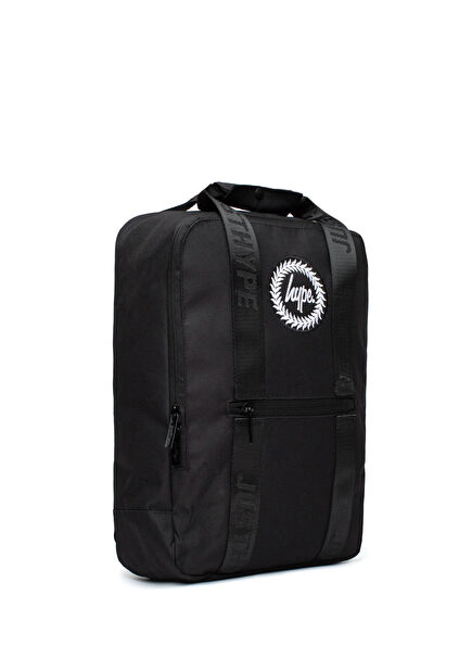 Plain Black Boxy Unisex Kids Backpack