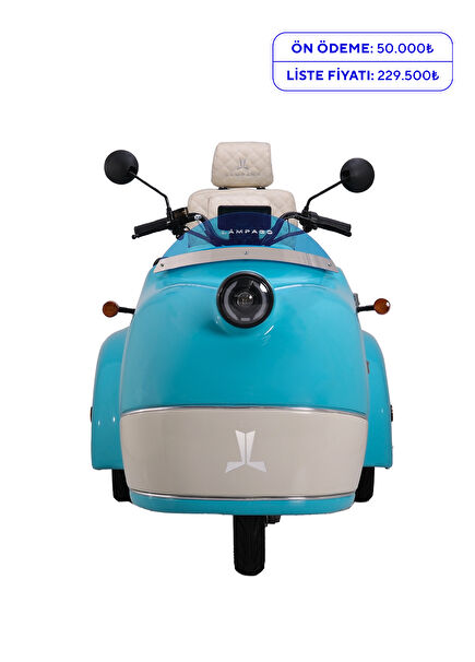 Elektrikli Turkuaz Krem Moped Motosiklet