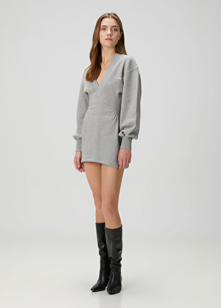 Gri Mini Elbise
