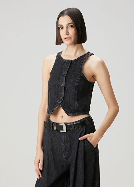 Koyu Lacivert jean Yelek