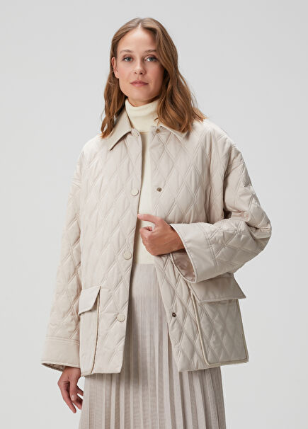 Cream Quilted Jacket