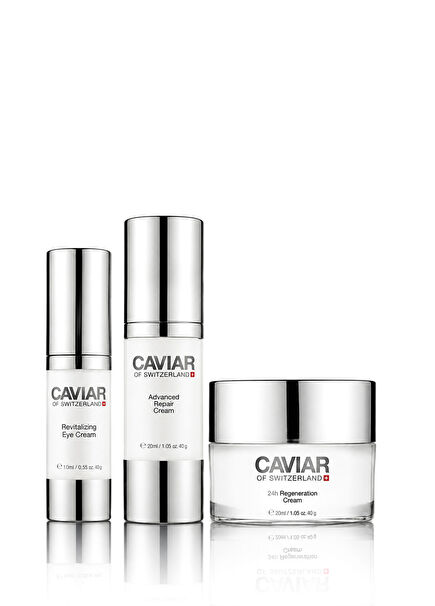 Havyar Bakım Ritueli Yaşlanma Karşıtı Cilt Serumu 30 ml + Yüz Kremi 50 ml + Göz Kremi 15 ml 3'lü Cilt Bakım Seti