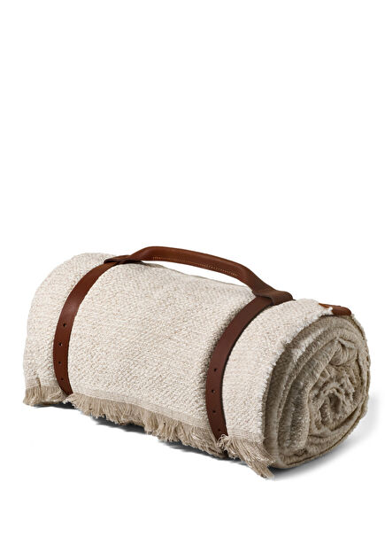 Cuverta Ivory Ekru Pamuk Keten King Size Pike Seti 240 x 260 cm