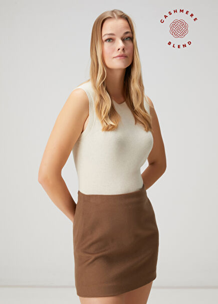 Krem Basic Kaşmir Süveter