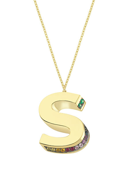 Letter S Detailed Women's Gold Necklace