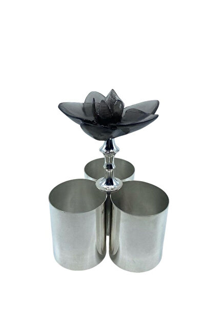 Füme Orkide Detaylı Gümüş Kaplama Kaşıklık