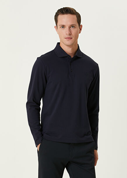 Comfort Fit Lacivert Polo Sweatshirt