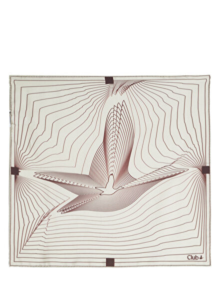 Beige Striped Logo Silk Scarf
