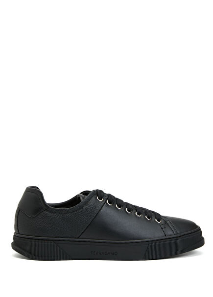 Black Mens Leather Sneakers