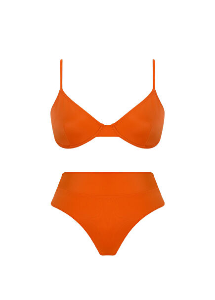 Solana Econyl Pinup Orange High-Waisted Women's Bikini Set