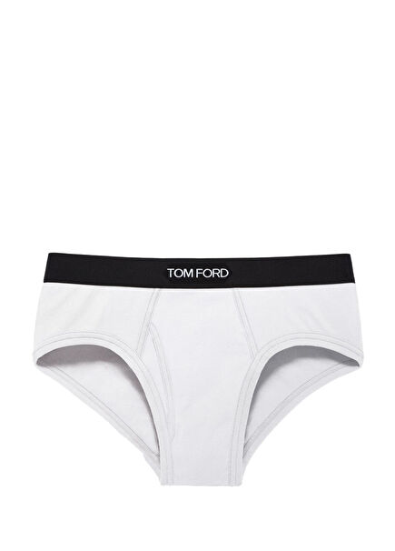 White Logo Banded Slip