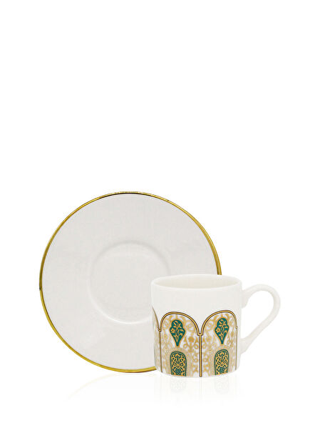 Hürrem 24K Gold Gilding Embroidered Porcelain Coffee Cup Set for 6 People