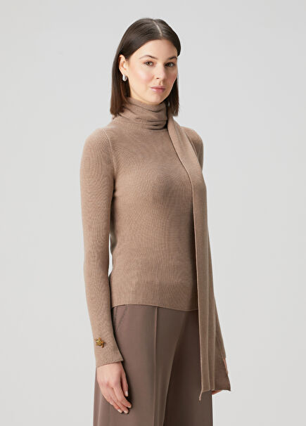 Beige Shawl Collar Sweater