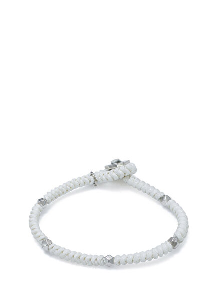 White Snake Knot Men's Silver Bracelet