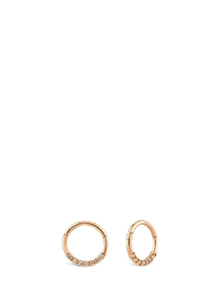 14K Rose Gold Women's Single Piercing Earrings with Diamonds