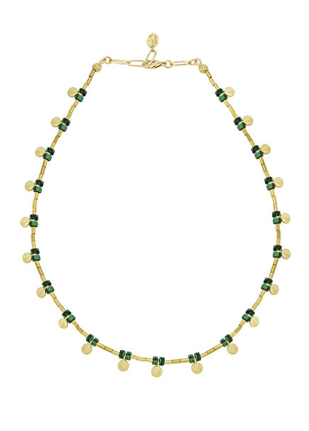 Greco Malahit Altın Kaplama Kadın Kolye