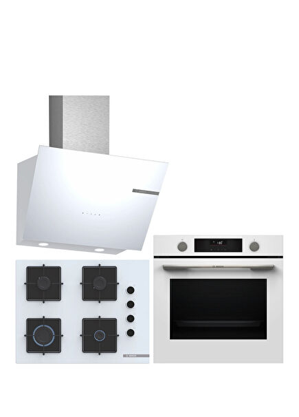 White Built-in Set HUA736EV0T-POP7C2P30O-DWK66PJ20T Steam Assisted Built-in Oven