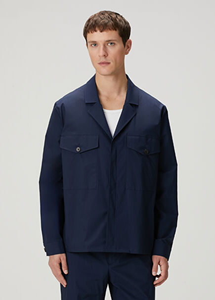 Navy Blue Paper Touch Jacket