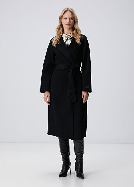 Limited Black Wool Blend Mantle