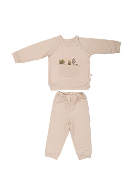 Cream Unisex Kids Organic Cotton Tracksuit Set