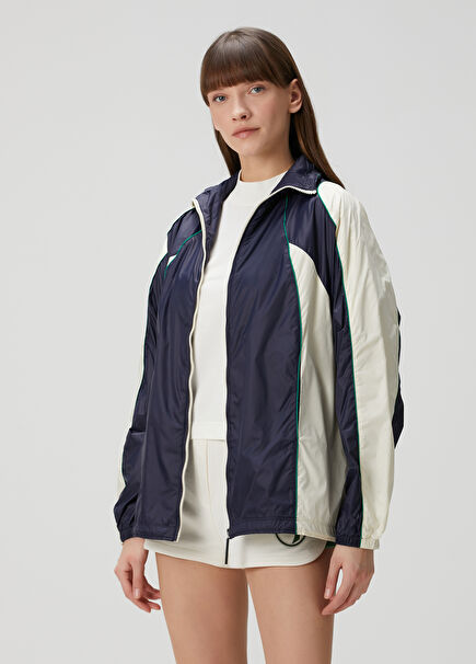 Navy Blue Ecru Windbreaker Jacket