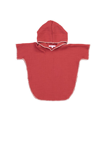 Cocoon 4 Layer Muslin Terra cotta Baby Poncho