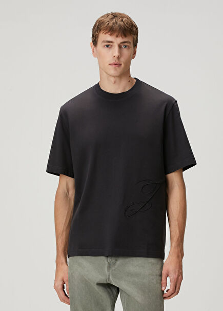 J Lacivert Logo Nakışlı T-shirt