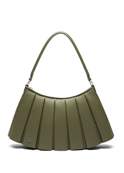 Lenglen Haki Deri Medium Kadın Omuz Çantası