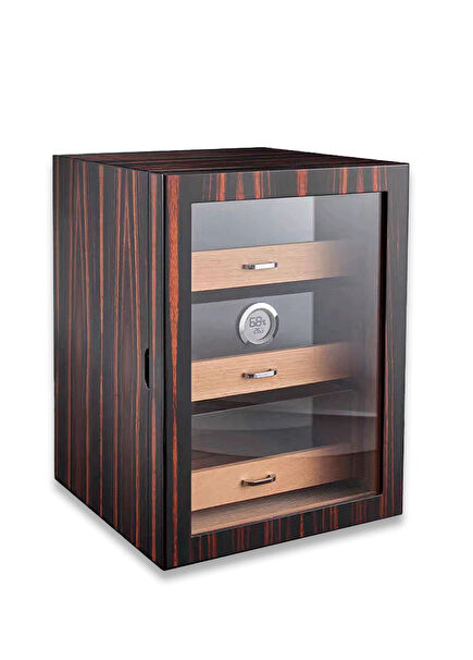 3 Drawer Ebony 100's Cigar Box Humidor with Coffee Glass