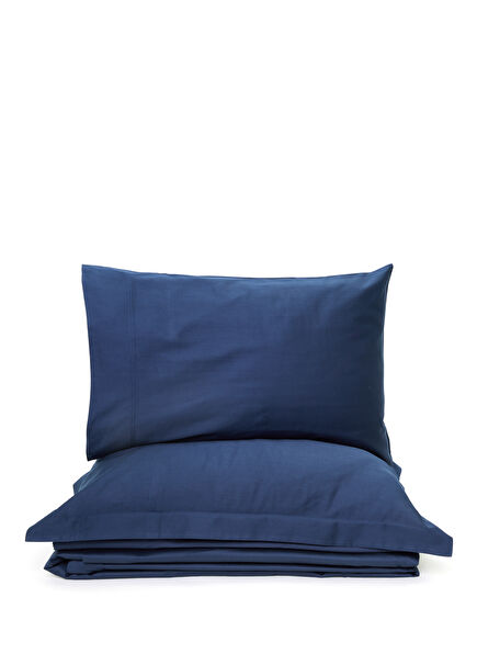 Flen Lacivert Organik Pamuk Battal Boy Çift Kişilik Nevresim Takımı 240x220 cm