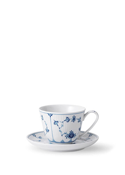 Blue Fluted Plain Porcelain Tea Cup 240 ml